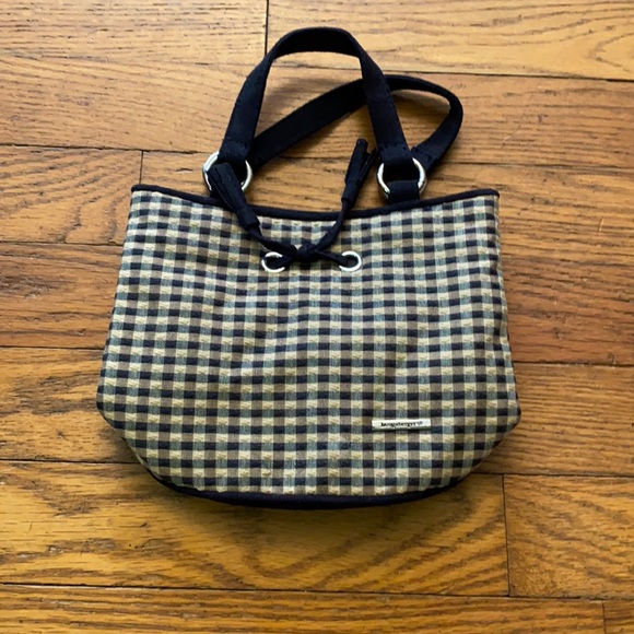 Longaberger Homestead Tan & Black Checked Gingham Fabric Purse Handbag - Picture 1 of 4